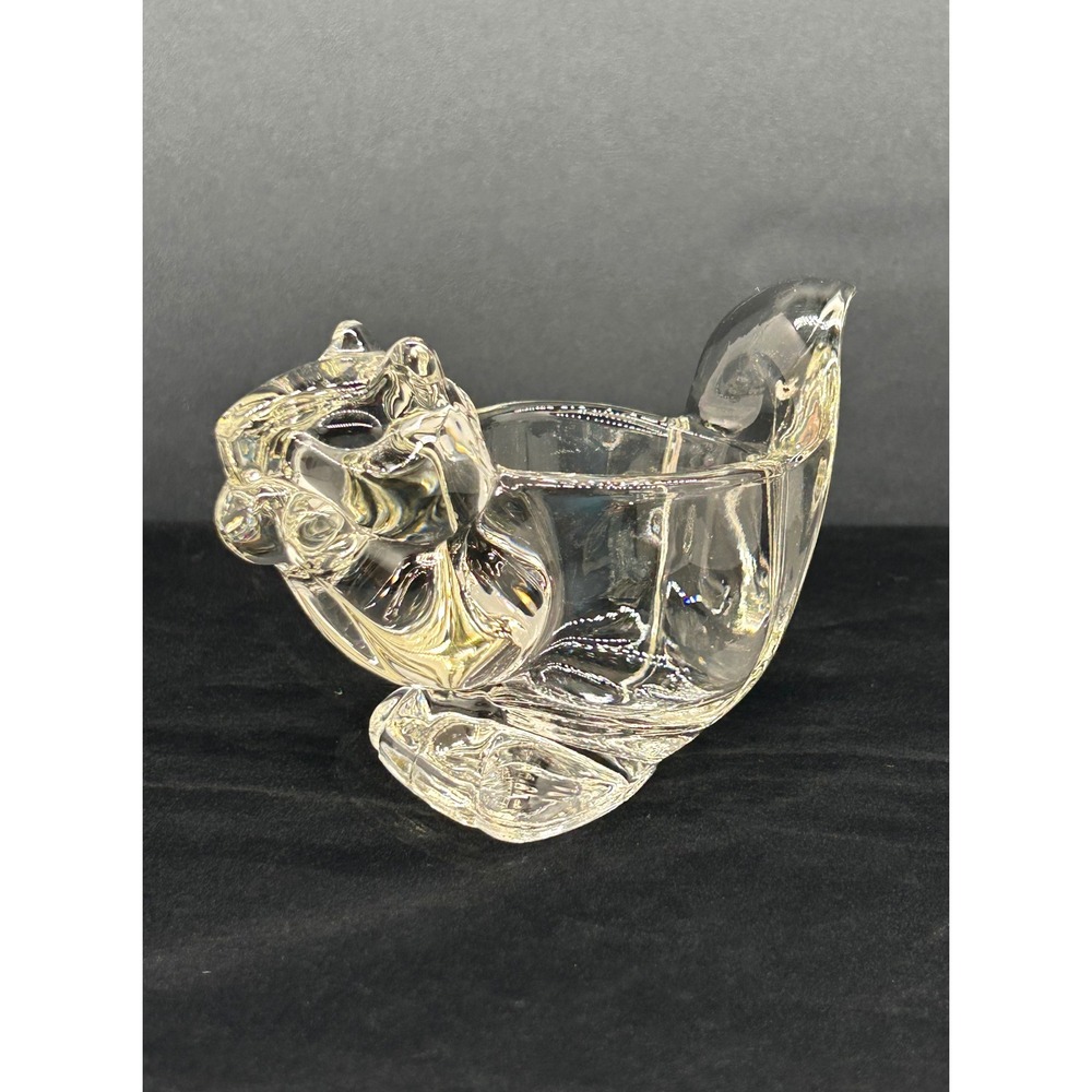 Vintage Avon Clear Glass Squirrel Votive Candle Holder Decor